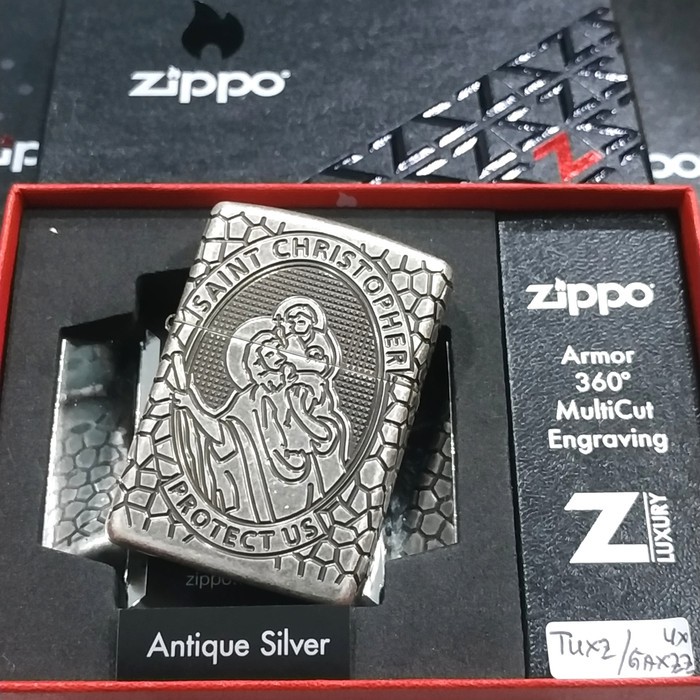 ZIPPO LUXURY ARMOR 360' MULTICUT ENGRAVING - ST.CHRISTOPHER MEDAL