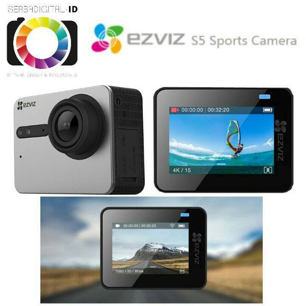 Termurah               Action Camera Kamera EZVIZ S5 4K WiFi Touch Screen LCD & Case Waterproof -