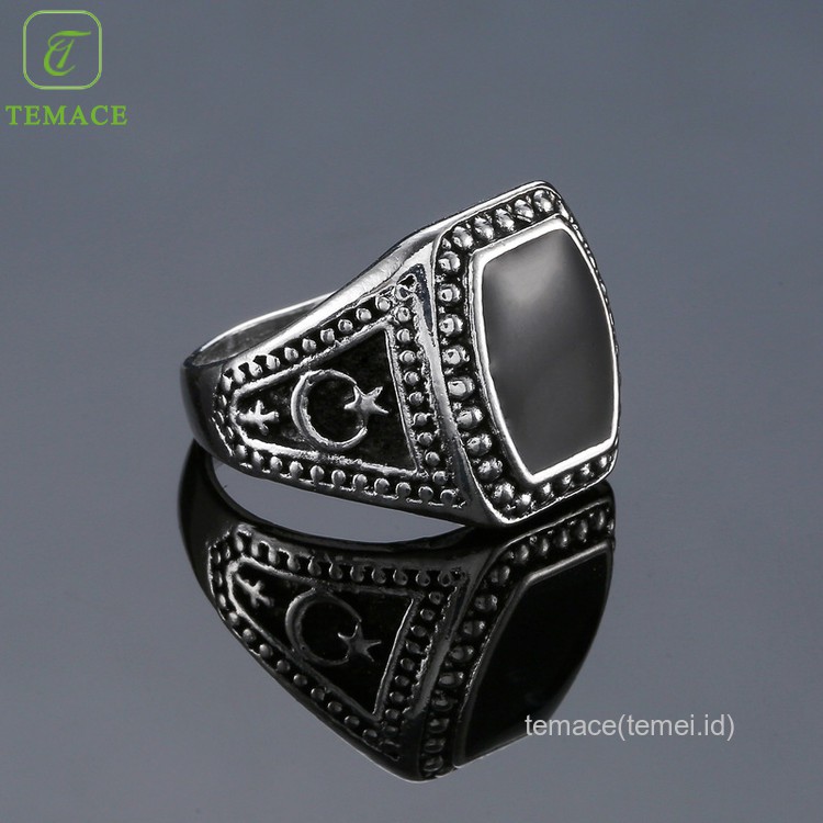 Lambang Turki Tangan Dihiasi Muslim Islam Gaya Retro Cincin