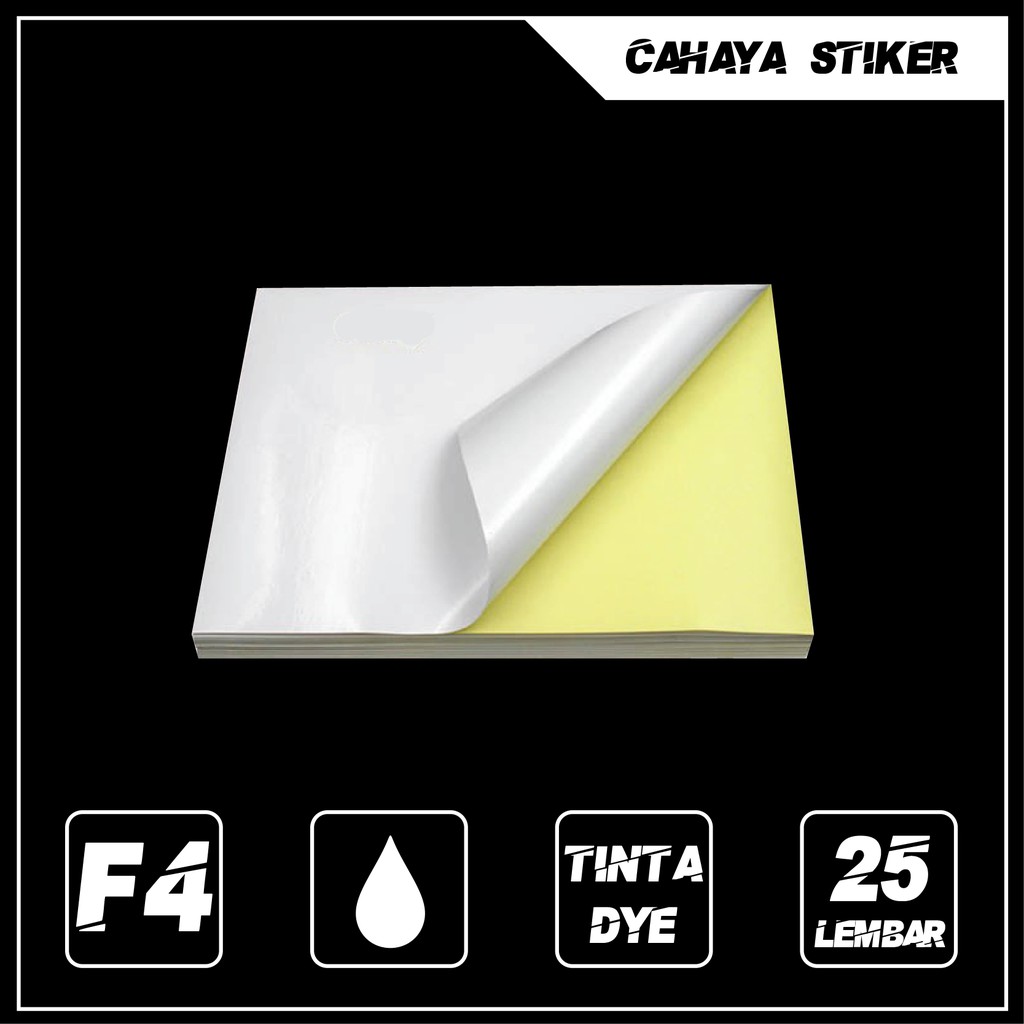 

Kertas Stiker Glossy Mengkilap Isi 25 Lembar Ukuran F4