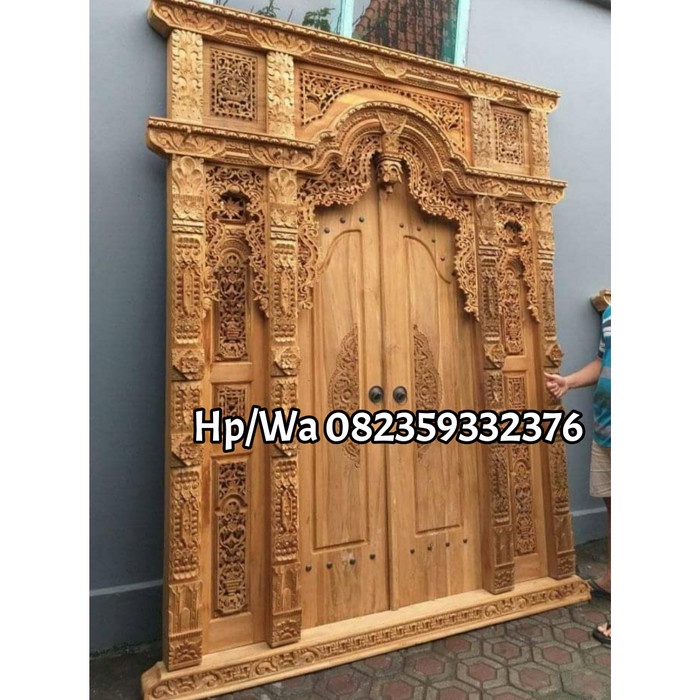 Pintu gapura gebyok jati ukir Jepara 250cm