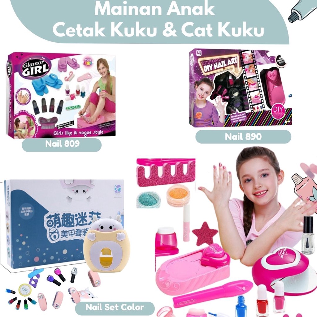 Mainan DIY Anak Perempuan Kutek Anak Stiker Gel Nail Polish Kuku Kids Manicure Set Mainan Anak Cat Kuku Kutek Pencetak Kuku Anak Cetak Kuku