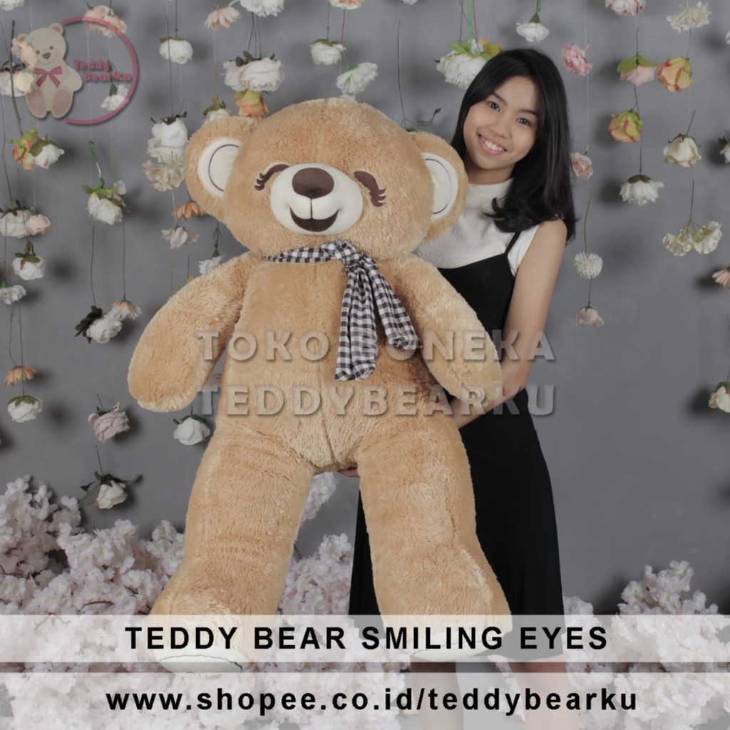 Boneka Beruang Teddy Bear Smiling Eyes Jumbo Super Besar 1 Meter