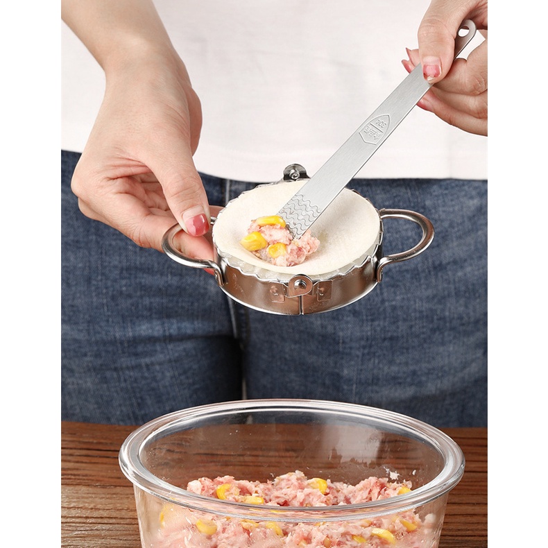 Cetakan Pastel Pangsit Dumpling Alat 7.5cm/8.5cm/9.5cm Bulat Silver Dimsum Dumpling Mold Stainless