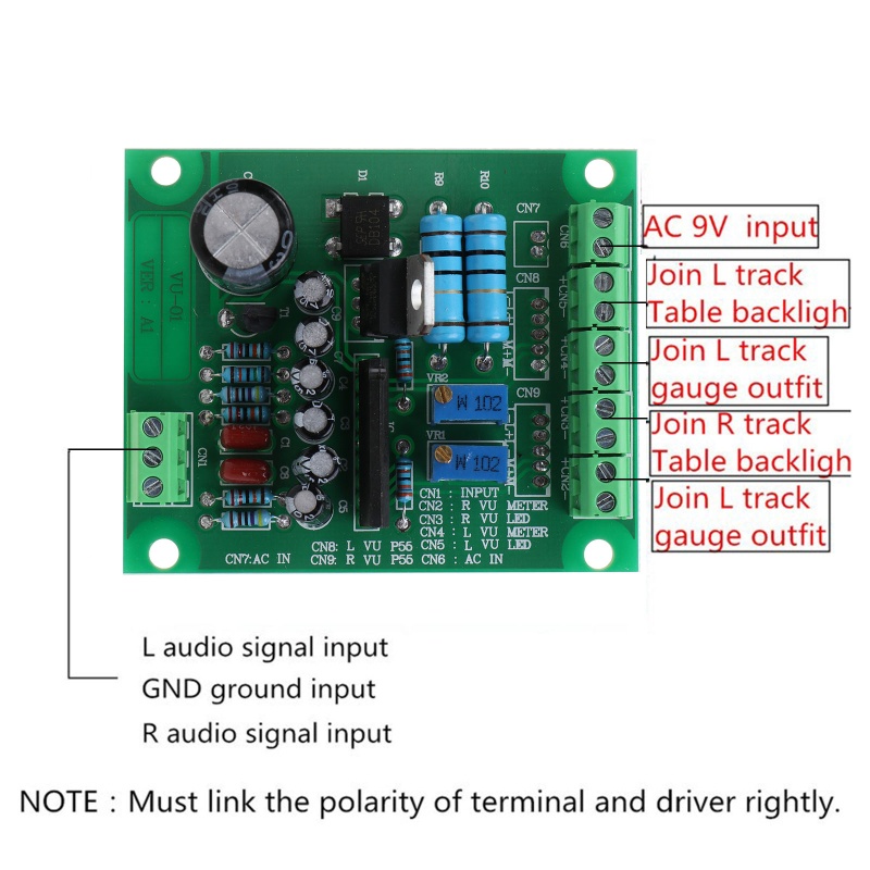 Btsg Amplifier DB Level Panel Meter VU Backlight Driver Board 12V Input Backlit