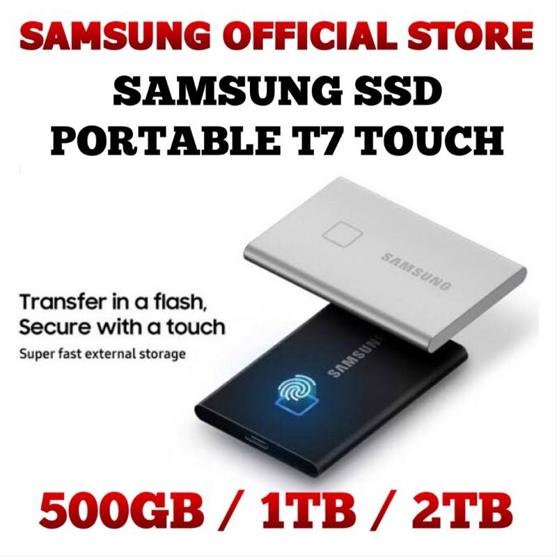 SAMSUNG SSD EXTERNAL PORTABLE T7 TOUCH 500GB / 1TB / 2TB ORIGINAL GARANSI 3 TAHUN RESMI BINTANG MAS