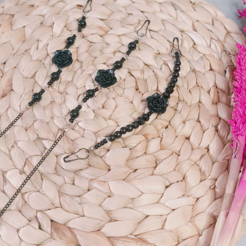 Kalung / Strap dan Konektor Masker Hijab Beads/Mutiara