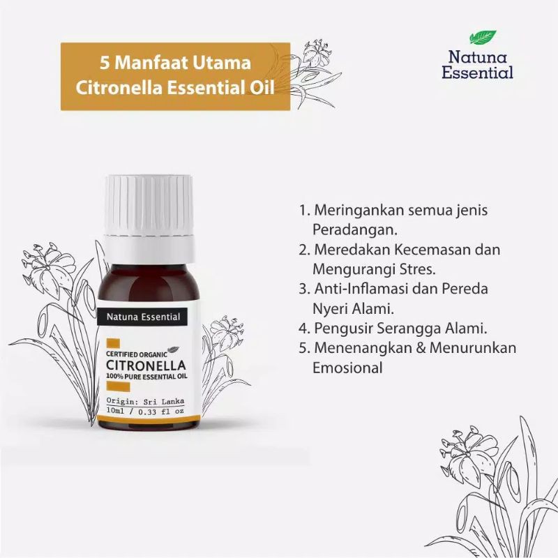 Natuna Citronella Essential Oil Minyak Essensial Atsiri Aroma Terapi EO Diffuser Difuser Humidifier