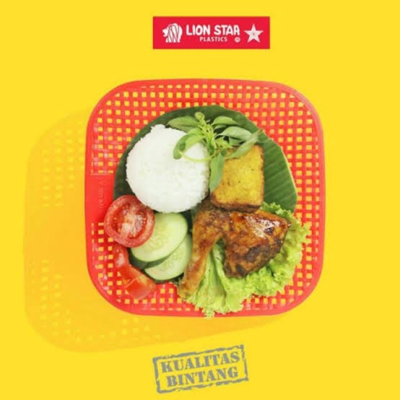 PIRING ALAS MAKAN ROTAN PLASTIK PERSEGI KOTAK LION STAR T-45