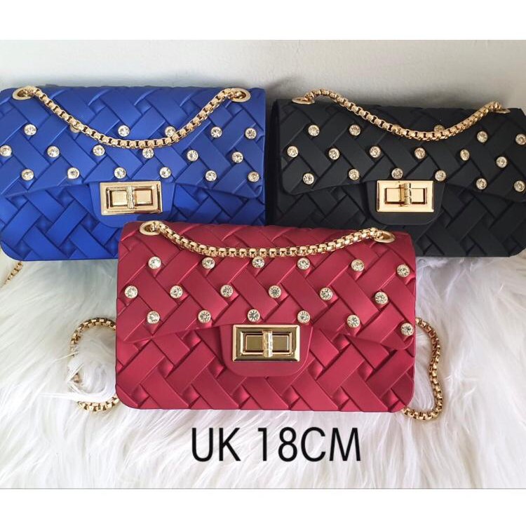 NCT-1721 Tas Jelly Matte Anyam Diamond Mini