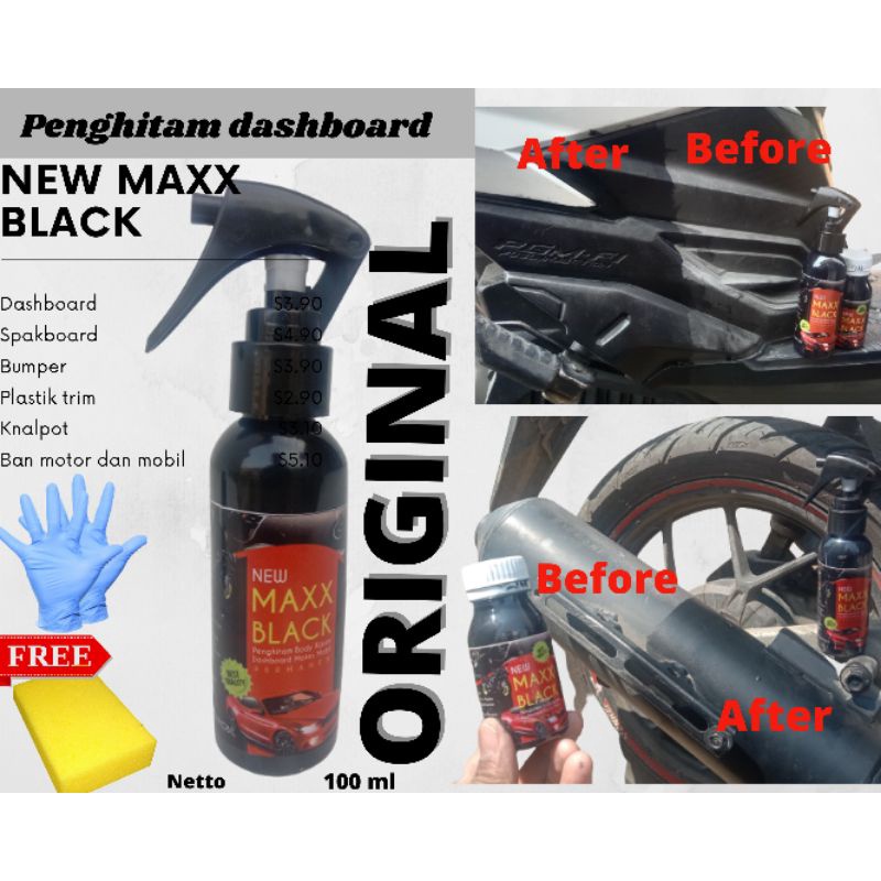 penghitam body dof motor/mobil permanen isi 100 ml,penghitam,dashboard,spakbor,bumper,knalpot,spion