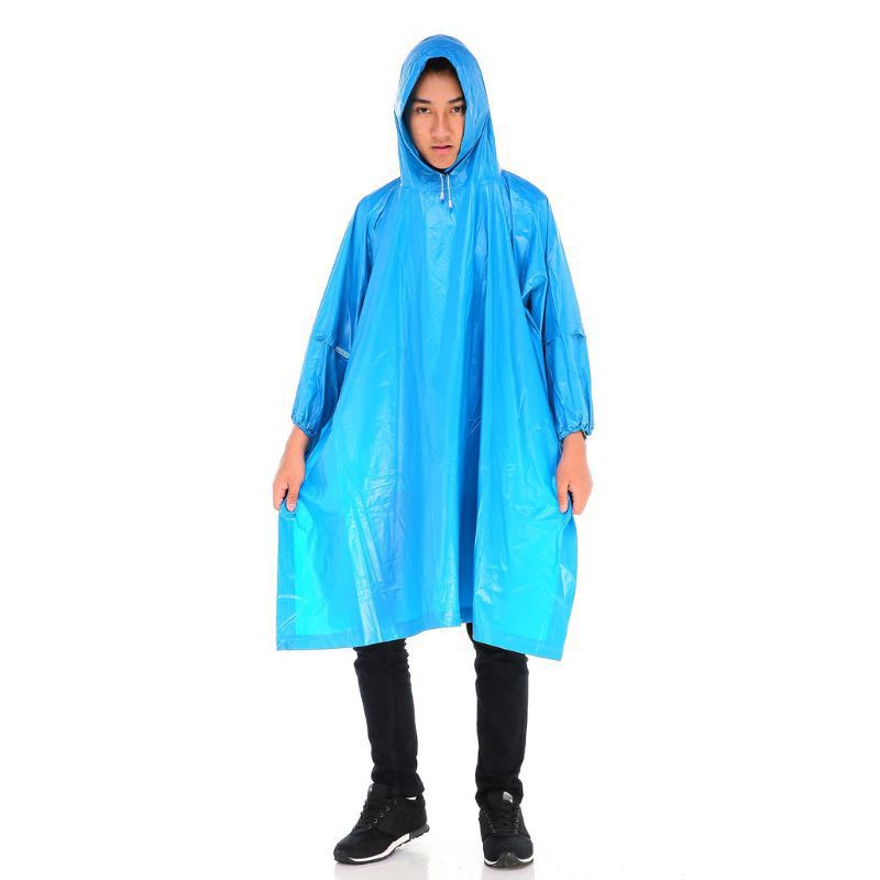Jas Hujan Ponco / Mantel Poncho Karet Polos Biru Ralen Star