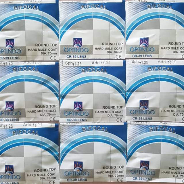 Lensa kriptok BLUERAY/lensa BIFOCAL CRMC 1.56/ukuran atas (-)(+)0.25s/d (-)(+)2.00 ADD +1.00s/d+3.00