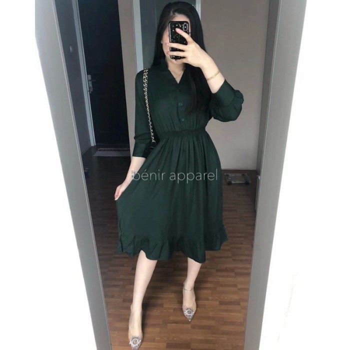 Tunik BCA~ Nerra// Kancing ( J ) Hijau Botol A9J5 Terbaru Promo Fashion Muslim Dress Tunik Premium B