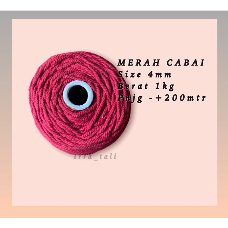 Tali katun warna MERAH CABAI 1kg