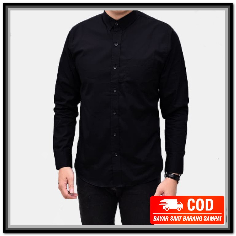 Gabrielle Casual Kemeja Pria Dewasa Pria Dewasa Formal Kasual Ker NJ125 Baju Kemeja Hitam Polos Pri