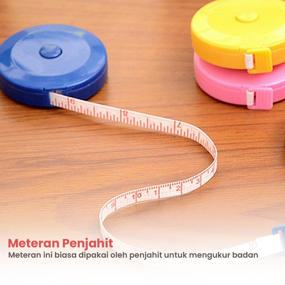 Meteran Gulung Mini Polos Alat Ukur Badan &amp; Peralatan Menjahit