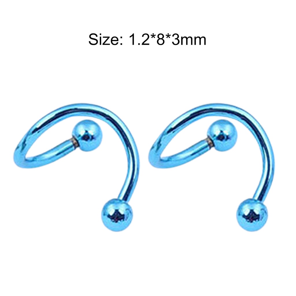 2 Pcs / 1 Pasang Cincin Stud Hoop Hidung Bahan Stainless Steel Gaya Punk