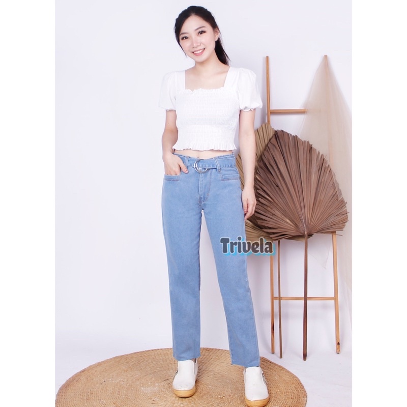 Celana Jeans Boyfriend Clea 001 / Celana Boyfriend Ikat Pinggang