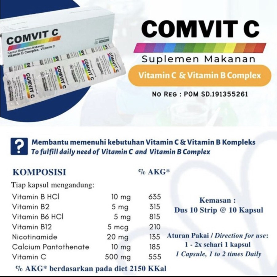 Multivitamin Murah Vitamin C &amp; B Comvit C 500mg Original 100% - FASFIT C