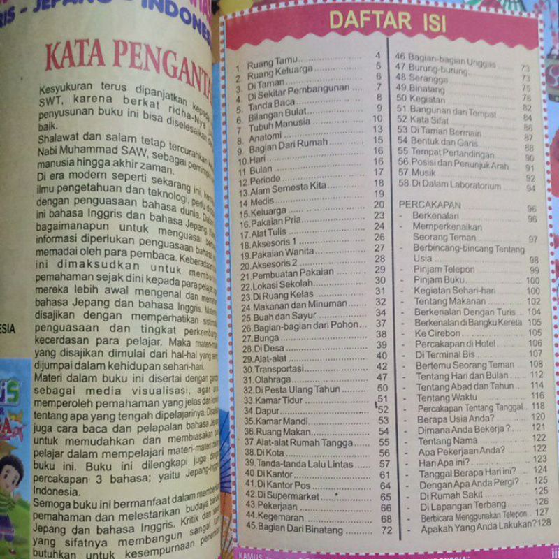 Buku Kamus 3 Bahasa Inggris/Jepang/Indonesia Bergambar Dilengkapi Percakapan untuk Pelajar &amp; Umum