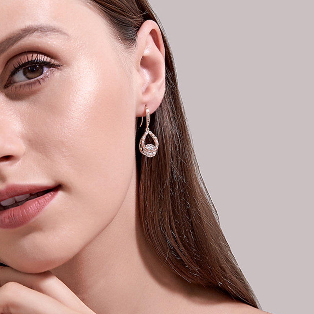 Hu Hu Hu Hu Hu Alat Bantu Pasang Kacamata♡ 1 Pasang Anting Kait Wanita Bentuk Tetesan Air Hias Berlian Imitasi Berkilau Tahan Lama Untuk Pernikahan