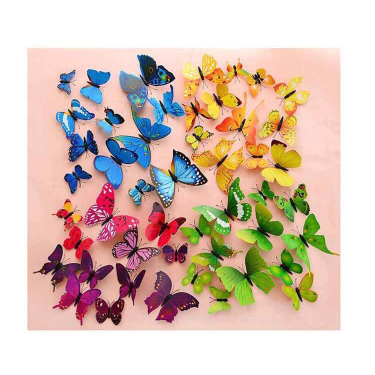 Topprice Stiker Dinding 3D Motif Kupu - Kupu 12 Pcs / Wall Sticker Hias Butterfly 1 set 12 U97