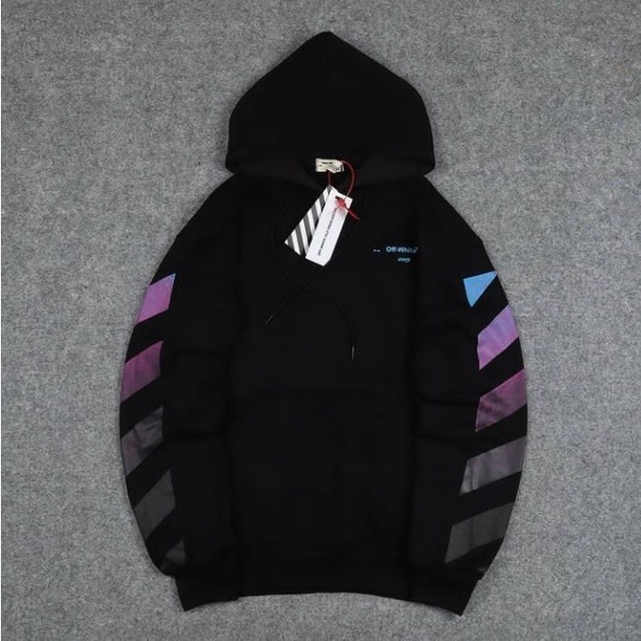 SWEATER HOODIE JUMPER HYPEBEAST OFF-WHITE RAINBOW | HOODIE OFF WHITE GRADIENT FULL TAG & LABEL BLACK