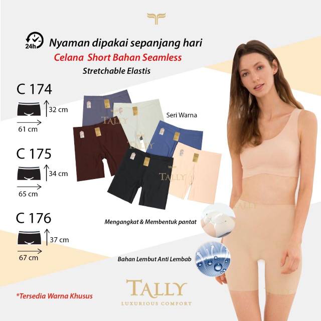 TALLY CD CELANA DALAM SHORT SEAMLESS 174 (L), 175 (XL), 176 (XXL) | Free Size