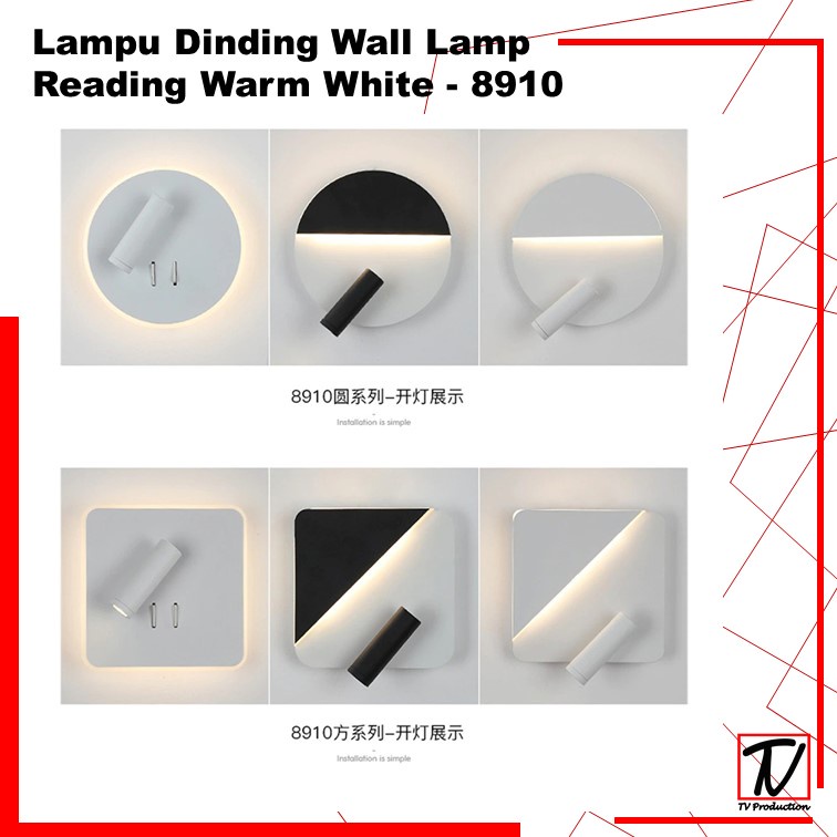 Lampu Dinding Wall Lamp Reading Warm White - Black