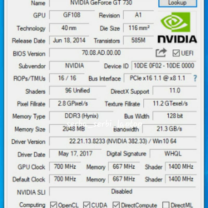 VGA CARD NVIDIA GT730 2GB DDR3 128BIT TERMURAH ORIGINAL