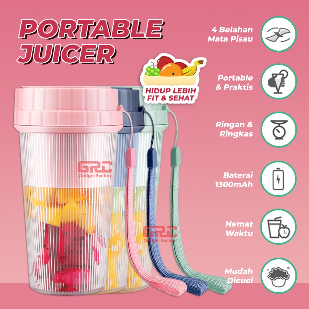 Portable Juicer Botol Minum Mini Blender Botol Juice 2in1 300ml