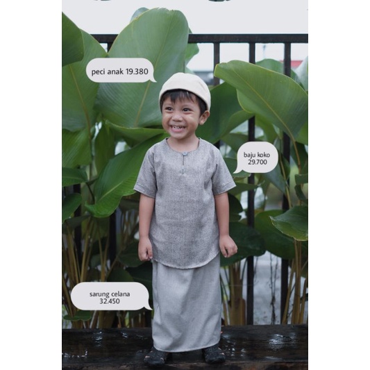 Baju koko anak laki laki/ baju koko balita  katun madina/Koko anak Lebaran / sarung anak laki laki / sarung celana anak