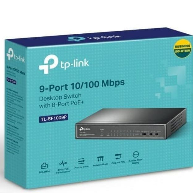 TP-LINK TL-SF1009P 9-Port 10/100Mbps Desktop Switch with 8-Port PoE+