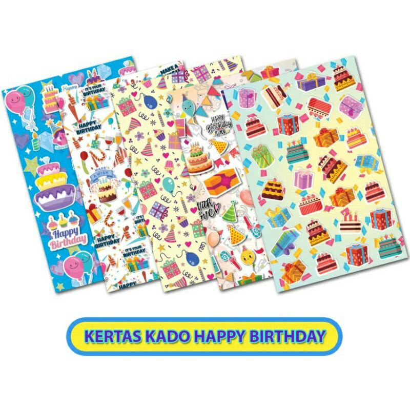 

KERTAS KADO SQUEEZY ISI 5 MOTIF/5 LEMBAR 65CM X 50CM HAPPY BIRTHDAY ULANG TAHUN