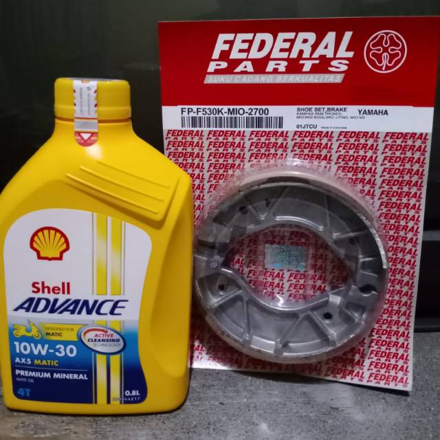 Paket kampas belakang Federal + oli Shell matic/bebek Ax5 800ml for Mio/Jupiter mx/Xeon/Jupiter Z1