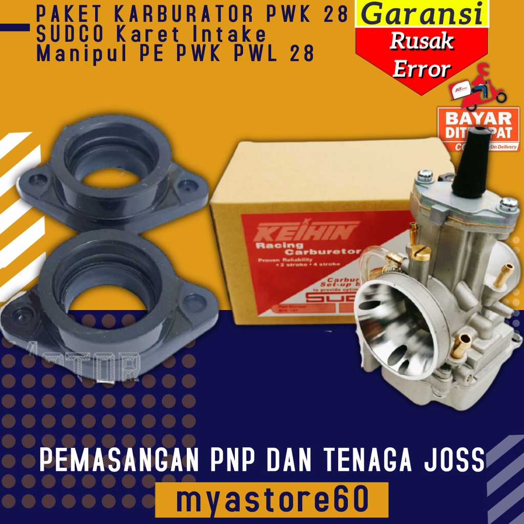 PROMO BUNDLE!!! Karbu Karburator Carburetor Keihin SUDCO Carburator Carbo PWK 28 Dan Karet Intake Manipul PE PWK PWL 28 Kleman Bracket Intake PE 28