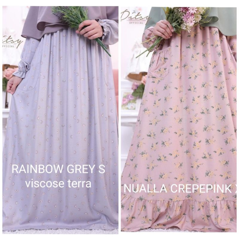 READY DITSY JUNI 2021 NUALLA CREPEPINK RAINBOW GREY ROSALIE S M XL JUMBO