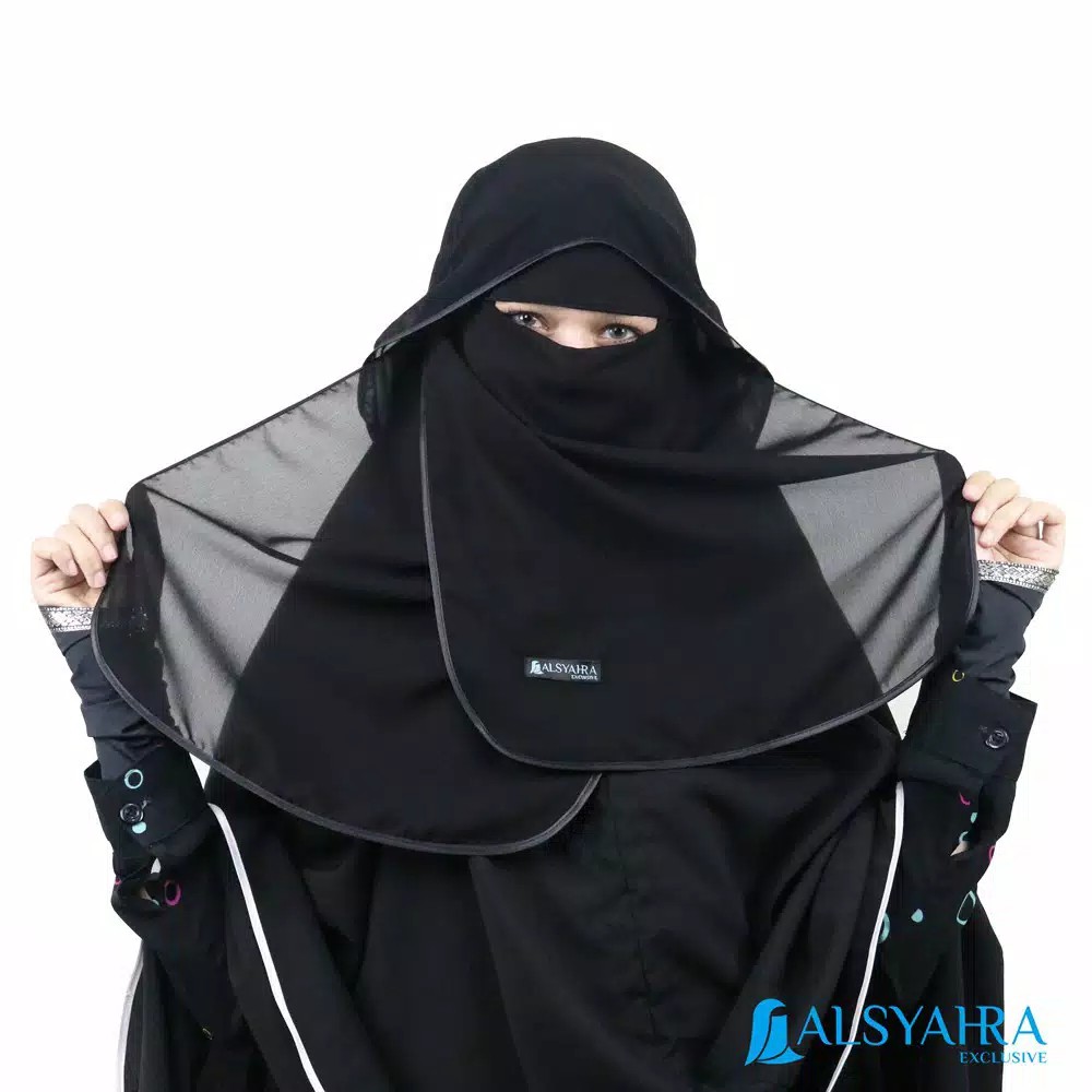 Alsyahra Exclusive Niqab Butterfly Hijrah Sifon Silk Jetblack