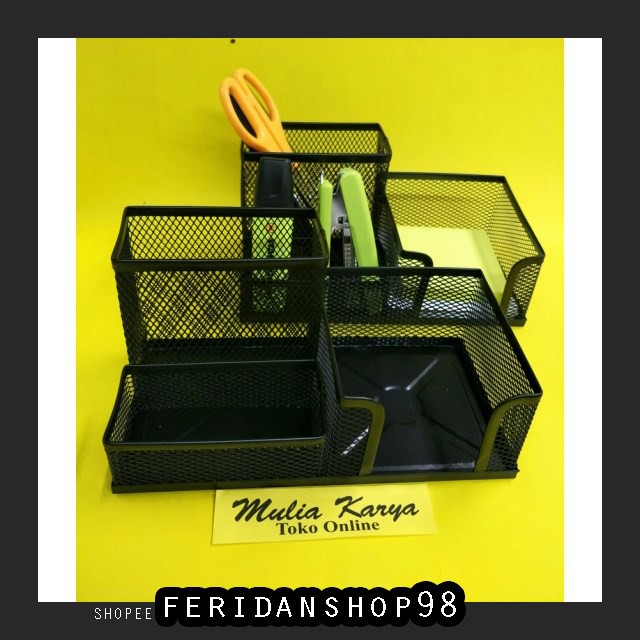 

FS1068 STATIONERY STAND DESK SET JARING ATK 3 SEKAT TERMASUK TEMPAT KERTAS MEMO TEMPAT PEN JALA BY F