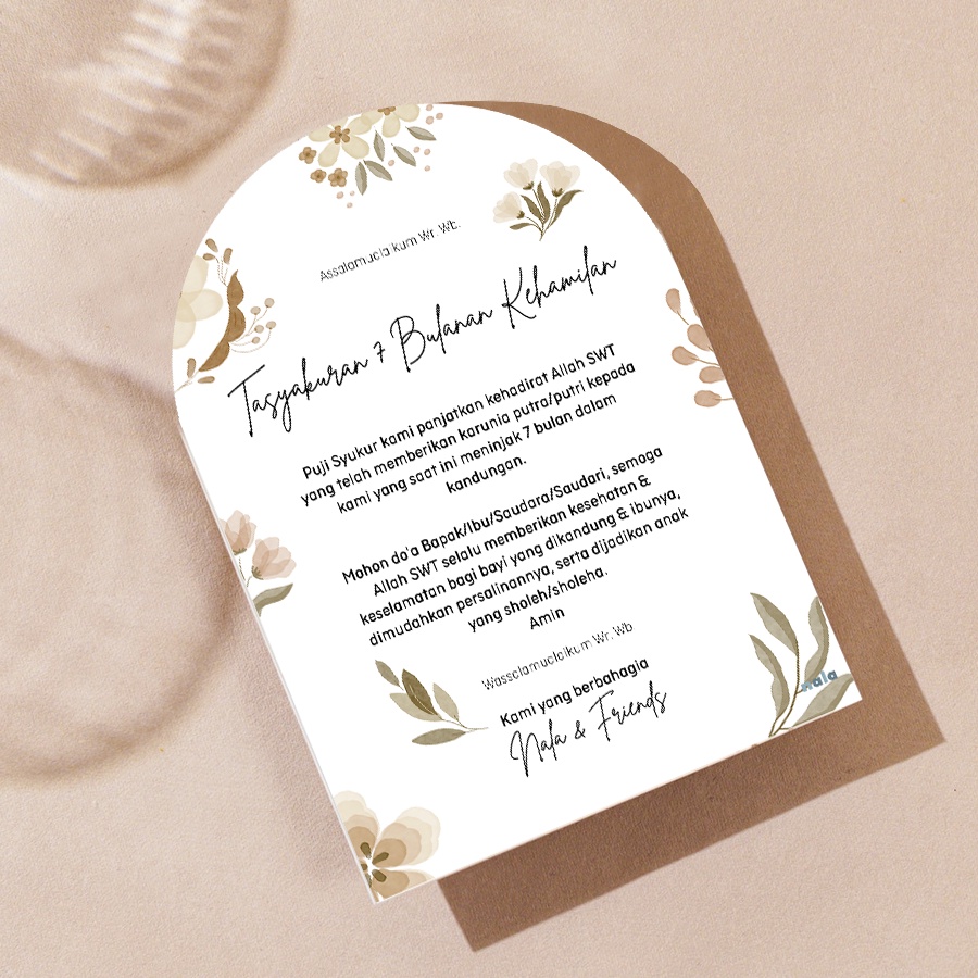 

Cetak Kartu/Label Kertas "Tasyakuran 4/7 Bulan Kehamilan" Uk A6 (14cm x 10cm)