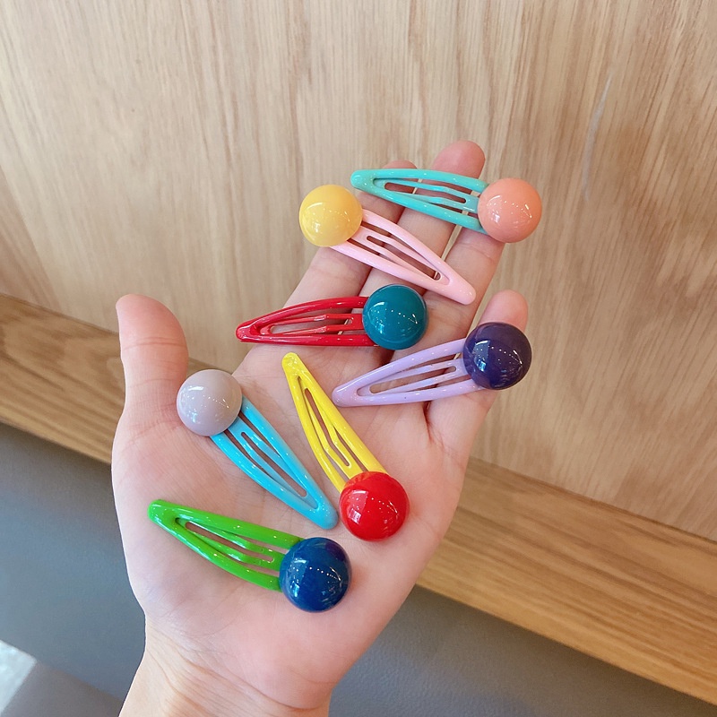 (HappyBaby )F22 4pcs/5Pcs/7pcs jepit rambut polos/Buah/Bulat/Import