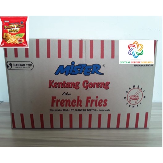 

⭐ COD ⭐ French Fries Mister Kentang 1000 k [18gram /60 pcs /1 karton ]