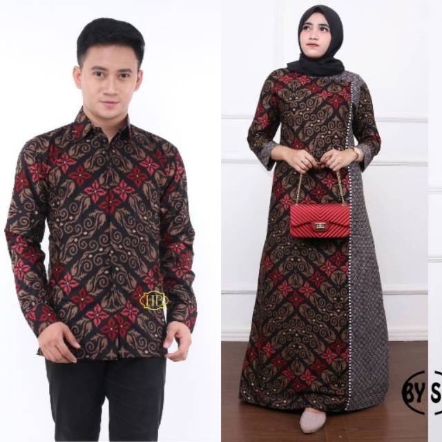 Gambar Model Baju Gamis Batik Kombinasi Untuk Orang Gemuk