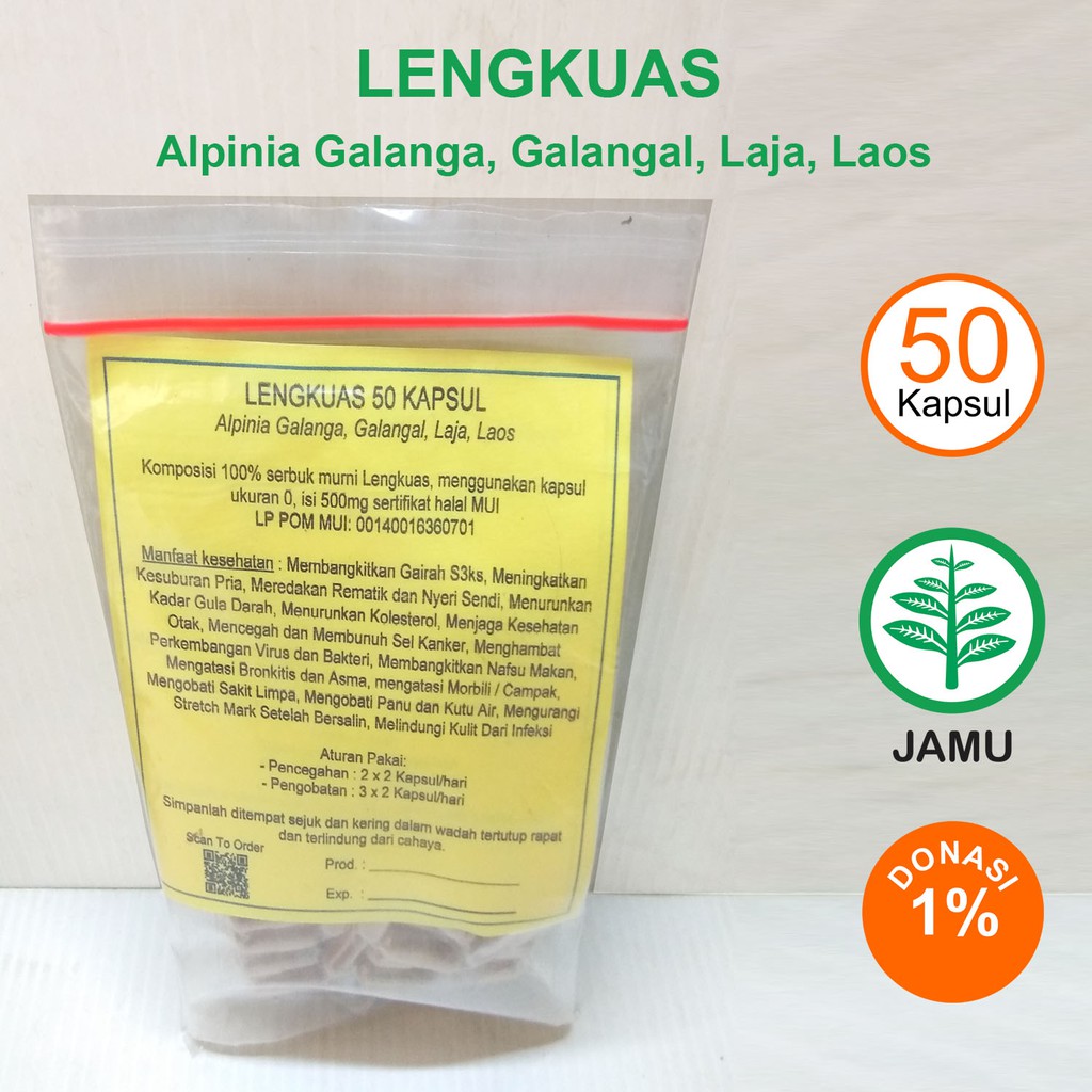 

LENGKUAS KAPSUL Laja Laos Stamina Vitalitas Produksi Hormon Campak Anti Virus Bakteri