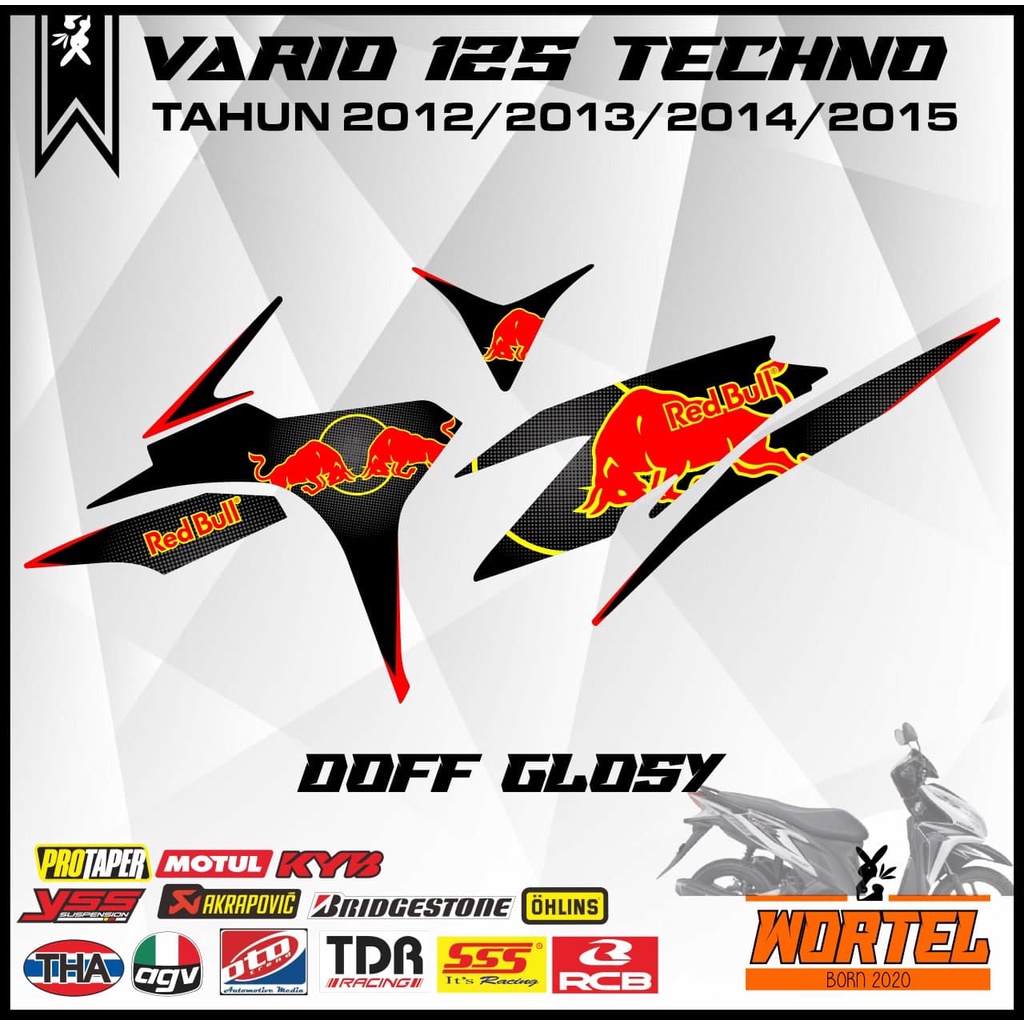 Jual Striping Stiker Lis Decal Motor Vario Techno 125 Red Bull (Tahun