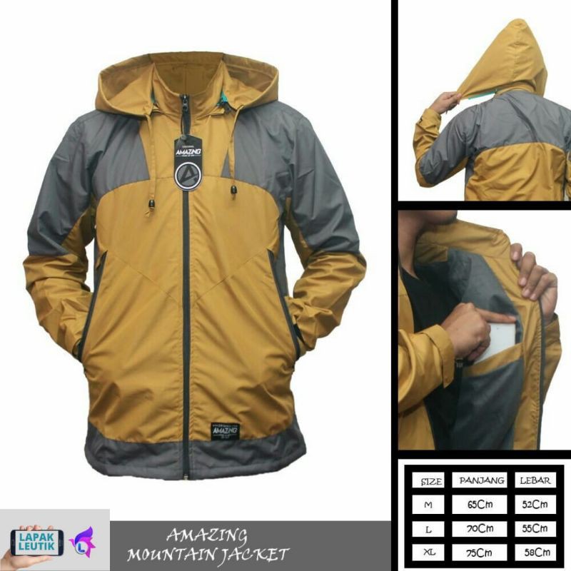 Jaket Outdoor Waterproof / Jaket Unisex / Jaket Anti Angin / Adv Kuning