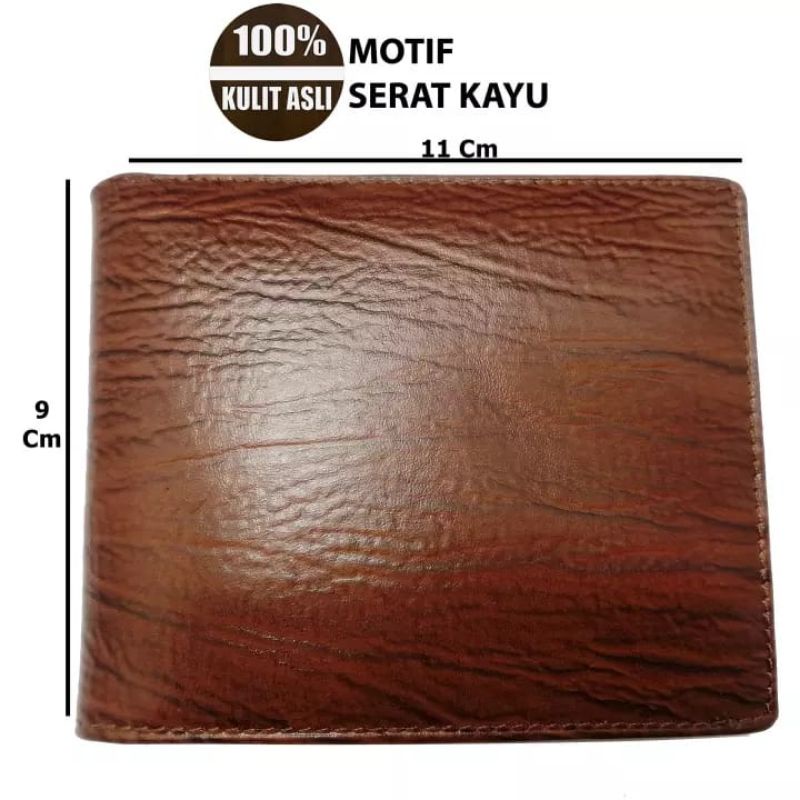 Dompet Kulit ASli 100% Motif Serat Kayu - Dompet Pria - Dompet Kulit Asli Merk RANDOM / Acak