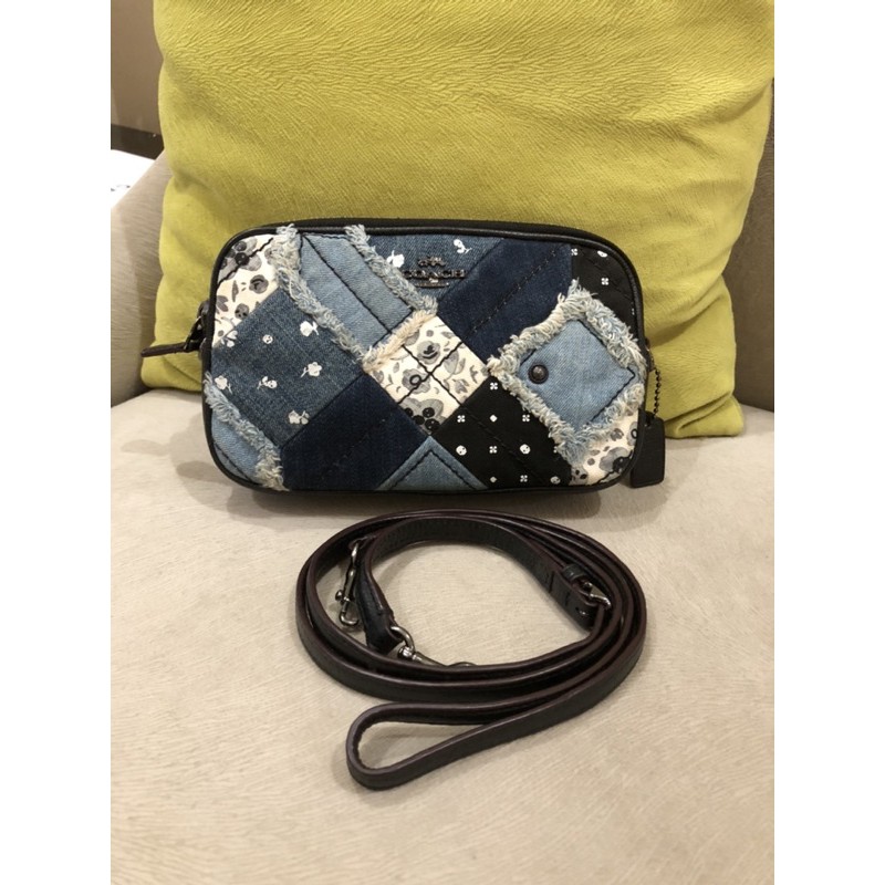 tas coach denim crossbody preloved
