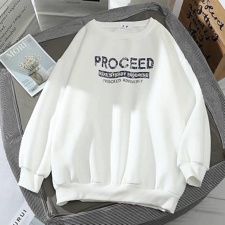 PROCEED SWEATER WANITA - CREWNECK TEBAL KEKINIAN PREMIUM